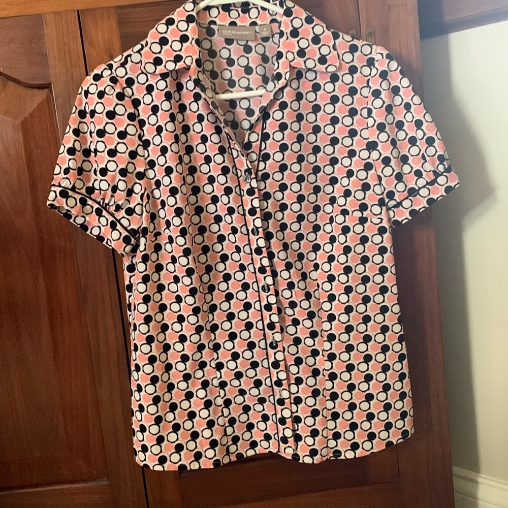 Cute pink polka dot blouse size small